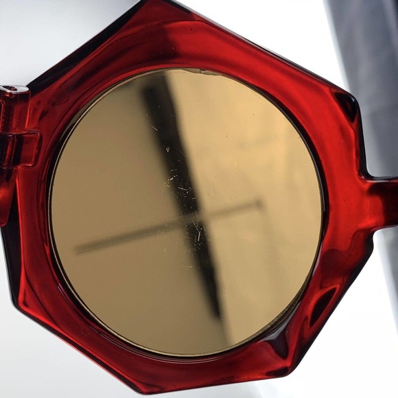 DIM MAK Sunglasses mod. LGHT/YRS Red Octagon Gold Mirrored Oversized Shades - Picture 7 of 9